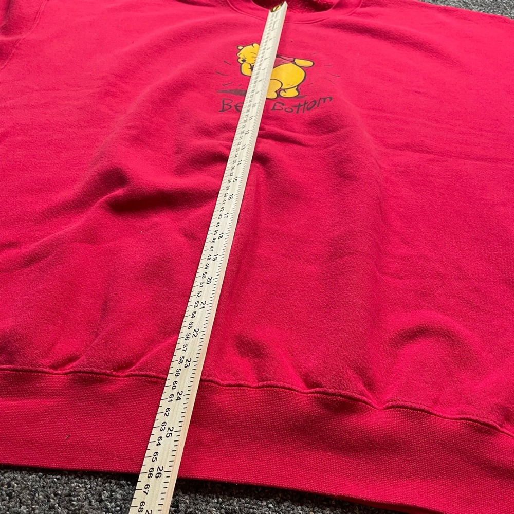 Vintage Disney Store Winnie the Pooh Bear Bottom Sweatshirt Red XXL Made in USA - Picture 4 of 7